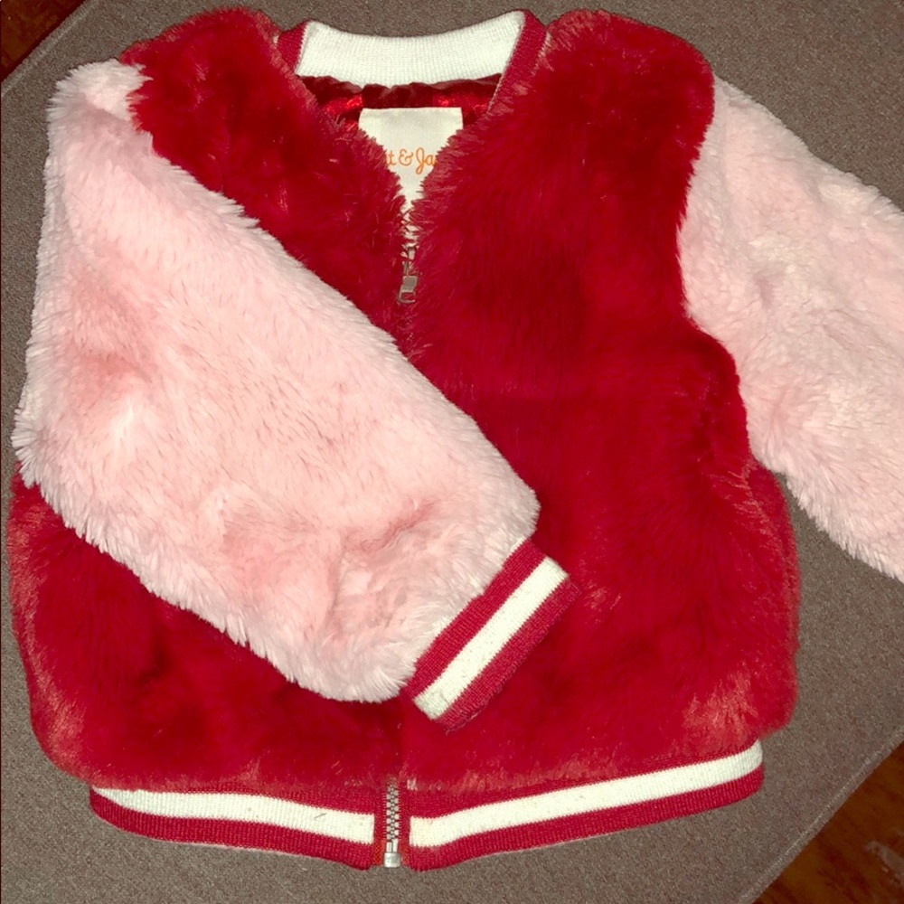Baby bomber faux fur jacket